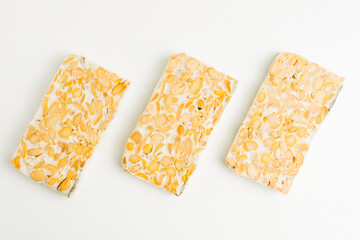 piece of tempeh cube isolated on white background