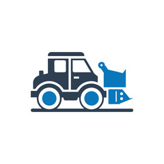 Snow plow icon, Pickup truck plowing snow icon