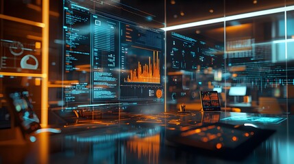 Holographic Display Showing Real Time Data Analysis and Visualization