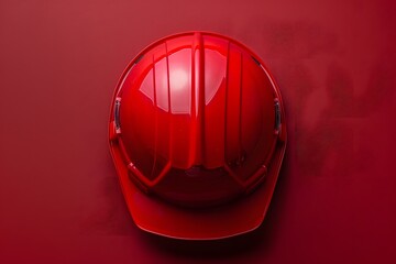 Vibrant Red Hard Hat on a Bold Red Background