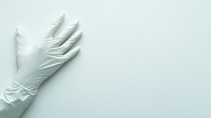 Medical glove on white background, copy space