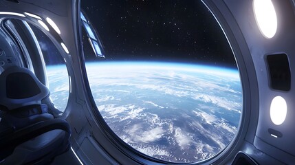 Breathtaking Space Tourism Experience with Stunning Planetary Views Through Spacecraft Window