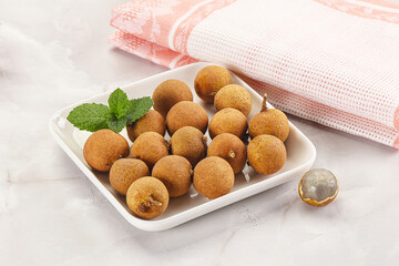 Tropical delicous fruit Longan heap