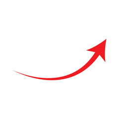 Red arrow up. Curved arrow. Color flat ui for website. Top symbol for button isolated on transparent background. Vector illustration. Replaceable vector design. In eps 10. 