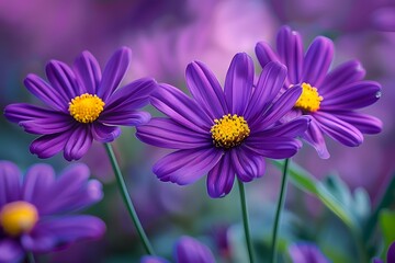 Fototapeta premium Vibrant Purple Daisies in Bloom