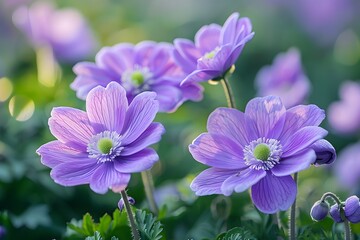 Beautiful Purple Anemone Flowers in Bloom