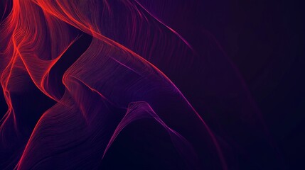 Fototapeta premium Abstract Red and Purple Wavy Lines on a Dark Background, abstract, dark, lines, background