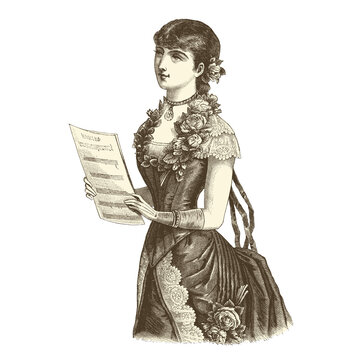 Singer vintage engraved illustration isolated on transparent background