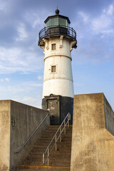 Evening sun on the Duluth North Shore Lighthouse.  Duluth, Minnesota, USA.