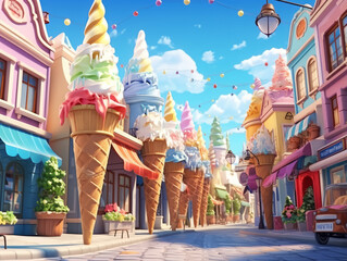 Eyecatching illustration of Ice Cream Cone of various flavors