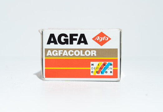 Kent, uk, 01.01.2024  AGFA Agfacolor XRG 200 36 36 exposures. Classic retro 355 film for film cameras. Nostalgic trendy hipster styles. Japanese film cameras.
