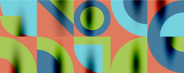 Fototapeta premium Neo memphis geometric pattern with circles, squares. Pop art abstract background for covers, banners, flyers and posters and other templates