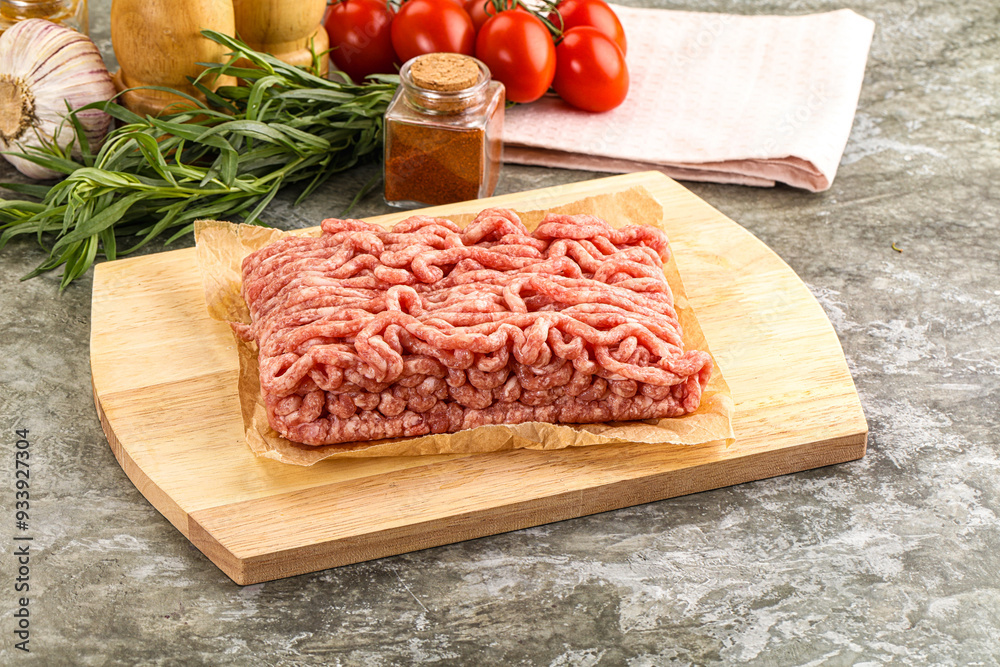 Wall mural raw uncooked red minced meat