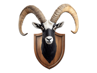 Chamois ram hunting trophy isolated on transparent or white background