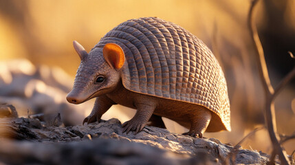 Obraz premium A cute armadillo in its natural setting.