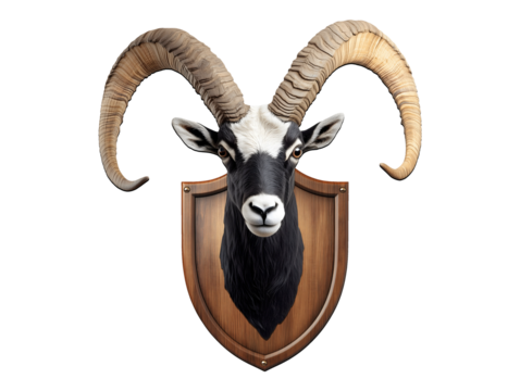 Chamois ram hunting trophy isolated on transparent or white background