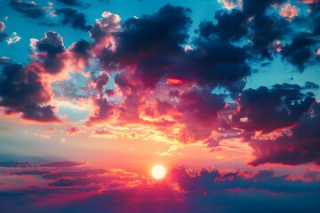 Breathtaking Sunset Over Colorful Clouds