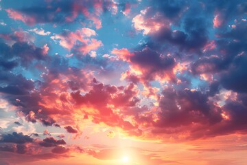 Fototapeta premium Breathtaking Sunset Sky with Vibrant Colors and Dramatic Clouds