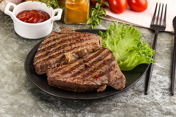 Delicus grilled beef steak with sauce