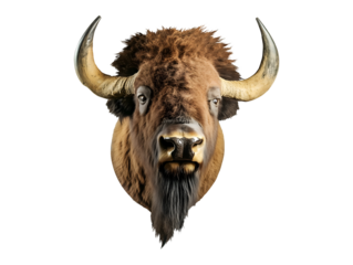 Bison hunting trophy isolated on transparent or white background