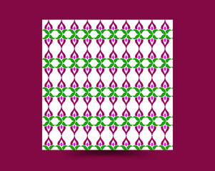 Stylish flower line pattern background green& pink color