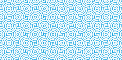 	
Abstract traditional geometric overlapping creative wave circle minimal lapping textile round vector texture. blue and white fabric element repeat swirl geometrical background.