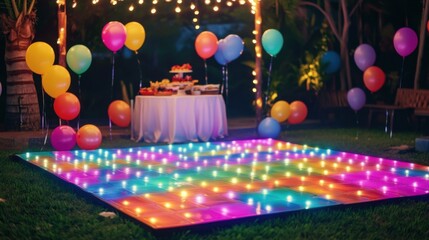 Outdoor Party with Colorful Lights