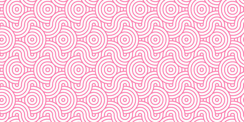 Abstract traditional geometric overlapping creative wave circle minimal lapping textile round vector texture. pink and white fabric element repeat swirl geometrical background.