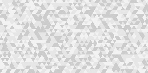 Vector geometric seamless technology gray and white diamond triangle background. Abstract digital grid light pattern white Polygon Mosaic triangle business and corporate background.