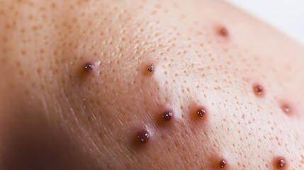 Fototapeta premium Close-up of skin with red, raised lesions from a viral infection.