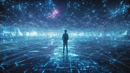 A Silhouette Standing in a Digital Landscape