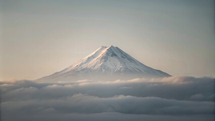 Minimalist background featuring a majestic single mountain peak amidst a breathtaking gradient sky