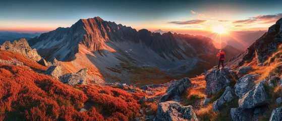 Tableau sur toile Coucher de soleil Mountain Sunrise Adventure  © KumCup
