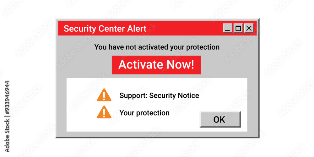 Poster security program notification with red colors. antivirus message about malware.