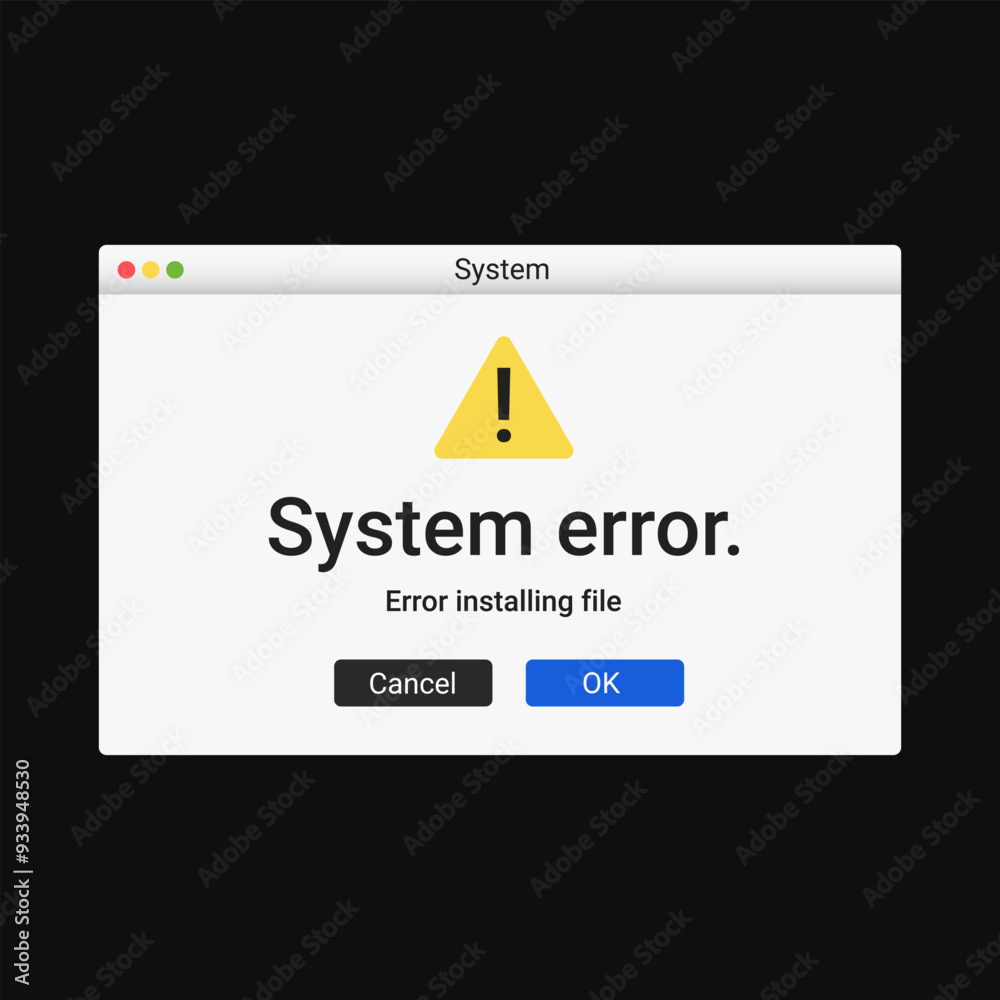 Poster system error notification. modern warning message. alert window notification on screen.
