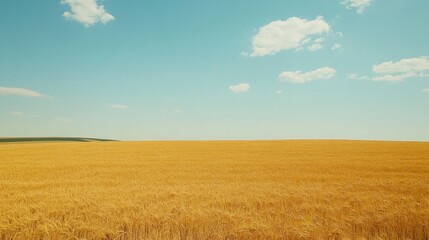 Golden Wheat Field Under a Blue Sky