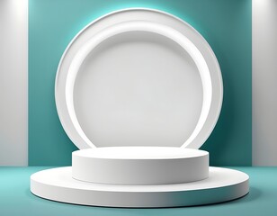 Podium product stage platform background pedestal circle 3D display white. Product stand podium stage award tosca light luxury studio VIP round show cinema ceremony spotlight abstract event template