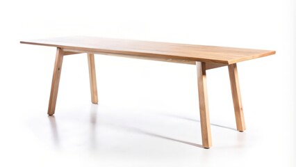 Fototapeta premium Wooden Table with Angled Legs on White Background