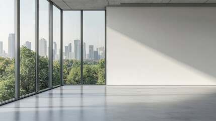 Fototapeta premium Modern Empty Room with City View