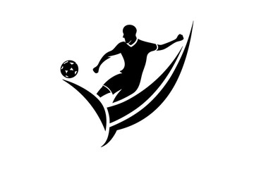 A football logo with a dynamic silhouette 