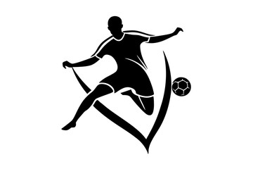 A football logo with a dynamic silhouette 