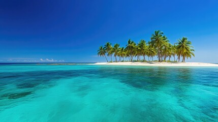 Fototapeta premium Tropical Oasis: Vibrant Beach and Serene Blue Ocean