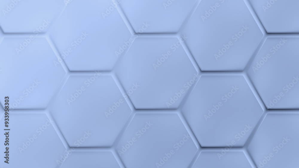 Poster big tealish or grayish blue hexagon grid pattern with shadow or 3d effect. technology, connection an