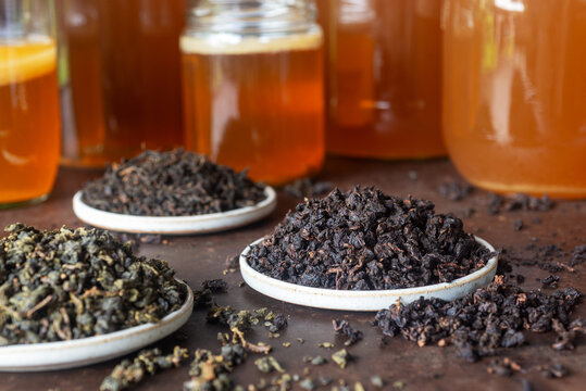 dark roasted oolong loose leave tea,Different varieties of oolong tea for kombucha fermentation.