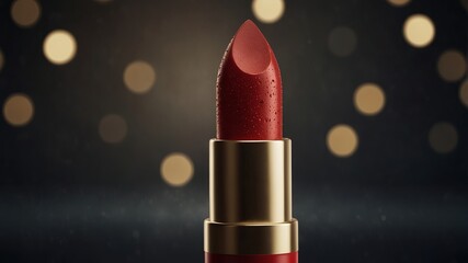 Red lipstick on lips forming a rocket launch.