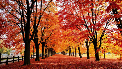 Naklejka premium A Tunnel of Autumn Leaves nature photography landscape