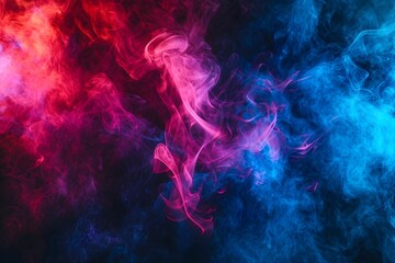 Fototapeta premium Multicolored mixed colors of blue and red neon smoke. and colorful explosions Abstract black dark background