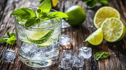 Fototapeta premium Close-Up of Ice-Cooled Summer Beverage