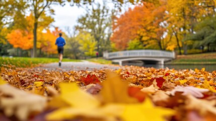 Vibrant Fall Colors in Urban Park Setting