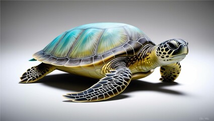 Graceful Sea Turtle in Isolation: A Transparent View